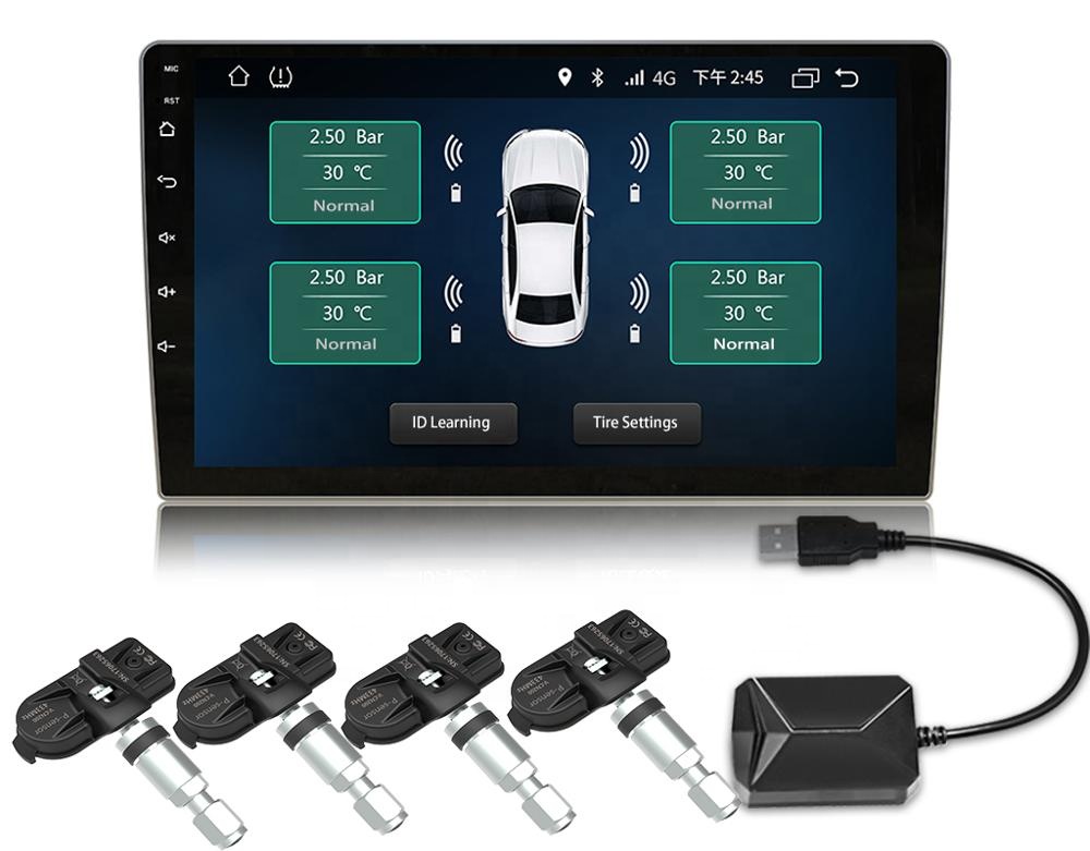 Беспроводная автомобильная система контроля давления в шинах с USB Tpms для Android с внутренним датчиком, Tpms для автомобильного DVD-плеера