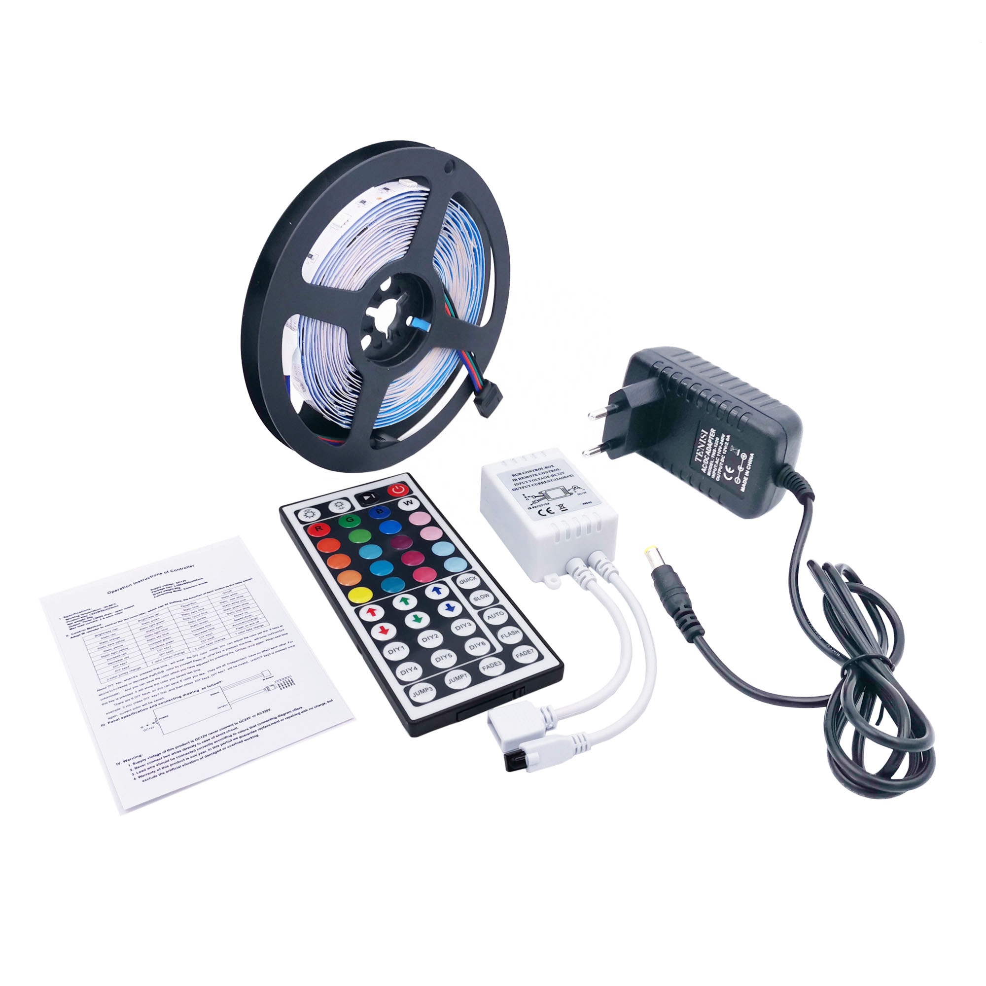 Лидер продаж, Светодиодная лента RGB 5 М 5050 12 В с 44 ИК-пультом дистанционного управления и адаптером питания