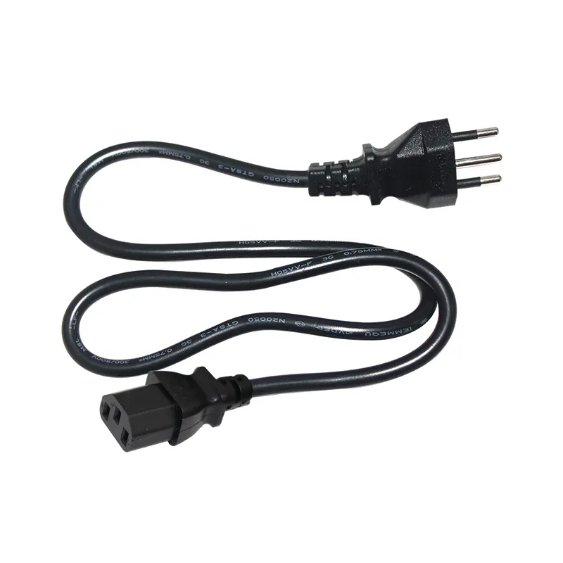 IEC C5 C6 C13 connector Brazilian Plug Cable White Swiss Socket Brazil 3 Pin Power Cord