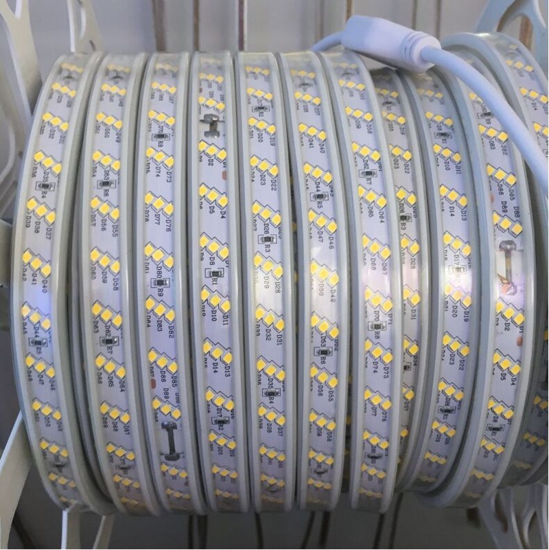 Водонепроницаемая светодиодная лента 220 В 2835 SMD 120 светодиодов/м, трехрядная гибкая лента