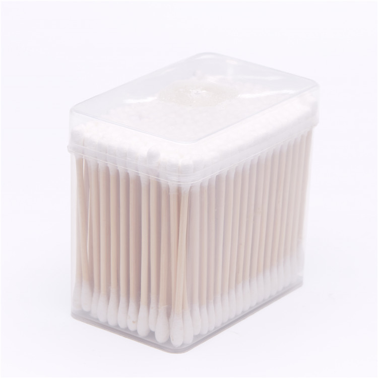 200pcs High quality double-ended round head wooden bamboo stick cotton buds care baby swabs sticks in ear and make up tools