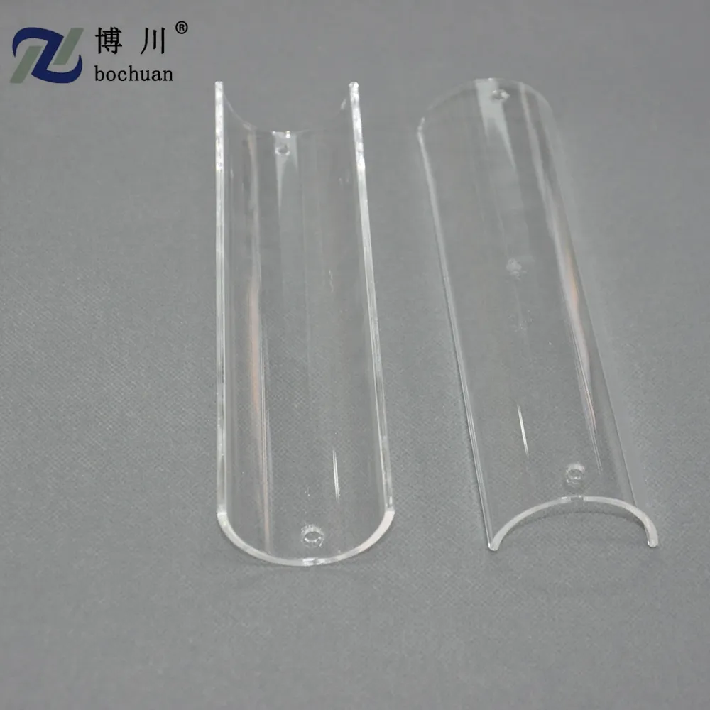 Polished clear half round quartz glass tube