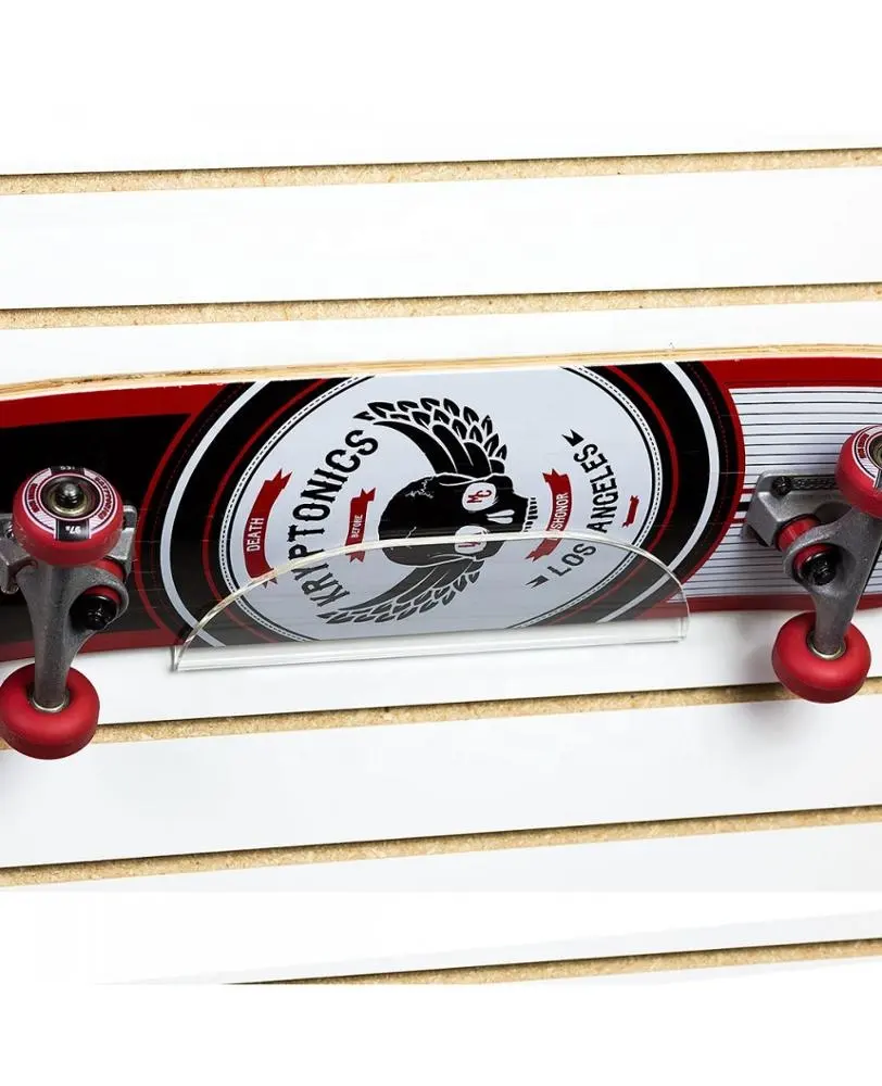 Clear Acrylic Slatwall Skateboard Display Rack Single Skateboard Holder Stands for Slatwall