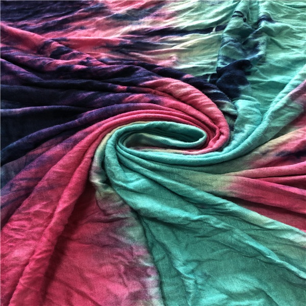 95% искусственный шелк и 5% спандекс трикотажные tie dye single jersey ткань