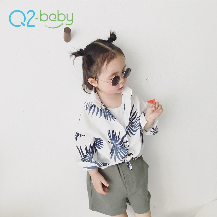 Q2-baby новая трендовая летняя одежда для маленьких девочек корейский дизайн блузка с рукавом до локтя
