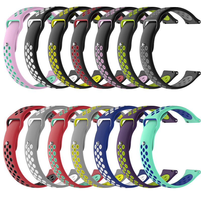 BOORUI 20 мм 22 мм двойной цвет силиконовый сменный ремешок для Xiaomi Huami Amazfit Bip Молодежные часы для amazfit часы 1/2/2s