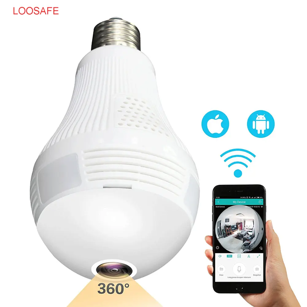 Loosafe 960 P Wi-Fi лампочки безопасности Скрытая камера Spy 1.3MP 360 градусов датчик движения камеры безопасности