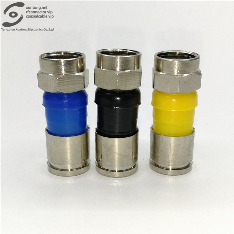 RG59 RG6 РЧ коаксиальный соединитель никелированный компрессионный трехцветный соединитель легкий больше Кабельный соединитель (латунь)