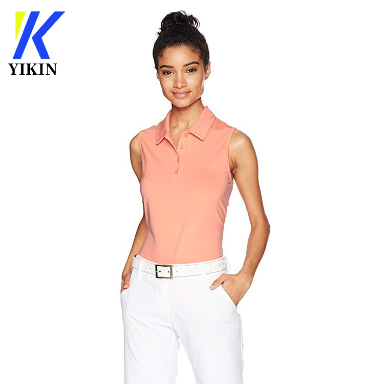 Custom made plain top quality golf women's sleeveless customize polyester polo shirt