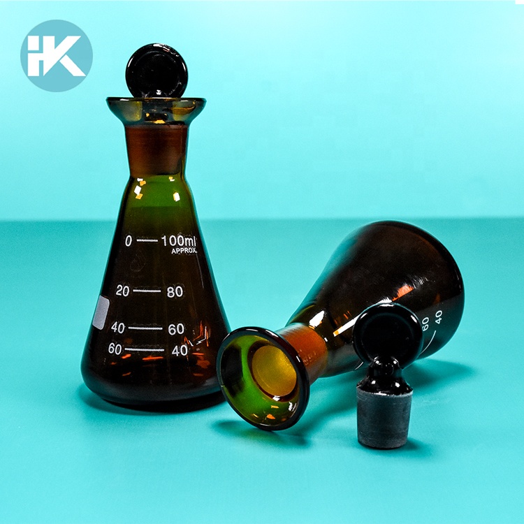 HK Подгонянный Pyrex янтарь Erlenmeyer флакон для йода бутылка для взрыва