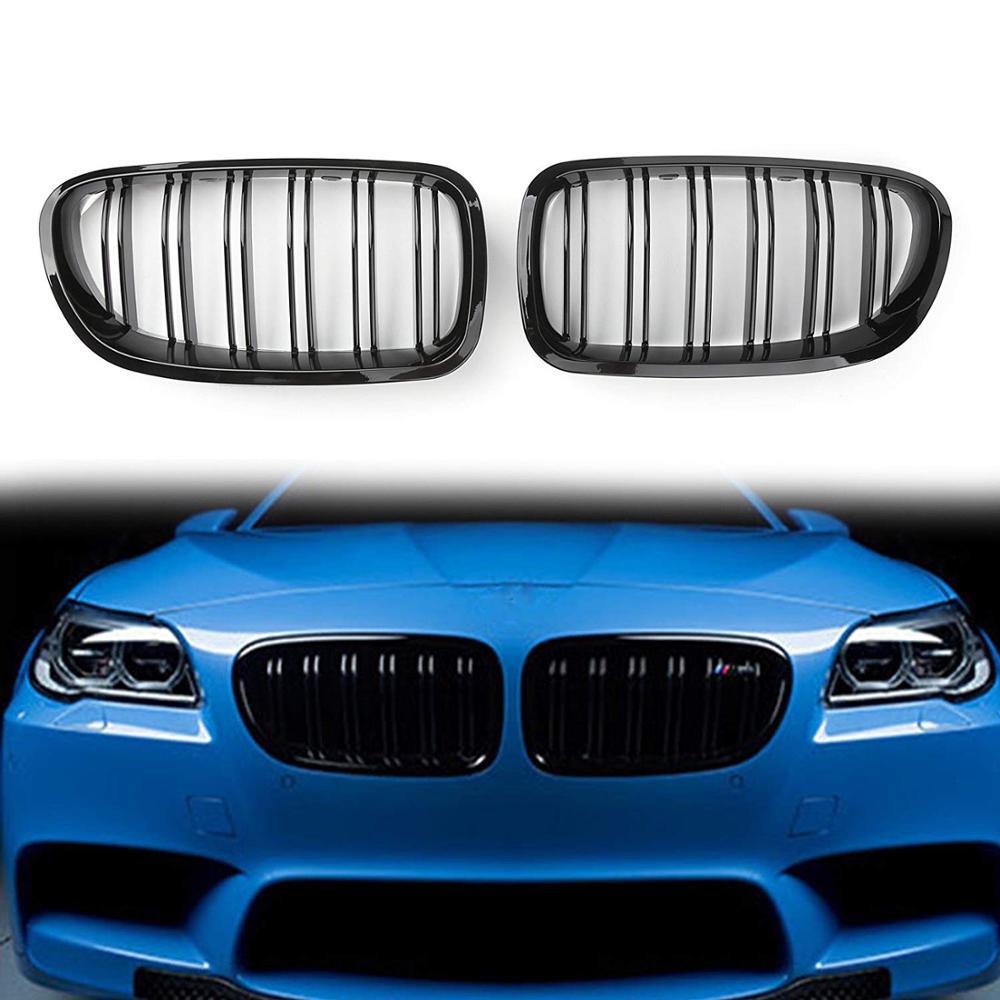 2010-2016 для BMW Sedan F10 F11 F18 M5 глянцевая черная передняя решетка с двойными плавниками 5 серии 520i 535i 550i поставляется с эмблемой M5