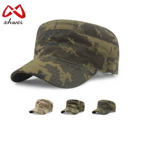 High Quality Cheap Camo hats Fashion 100%cotton flat-top hat wholesale custom outdoor sports camouflage caps and hats