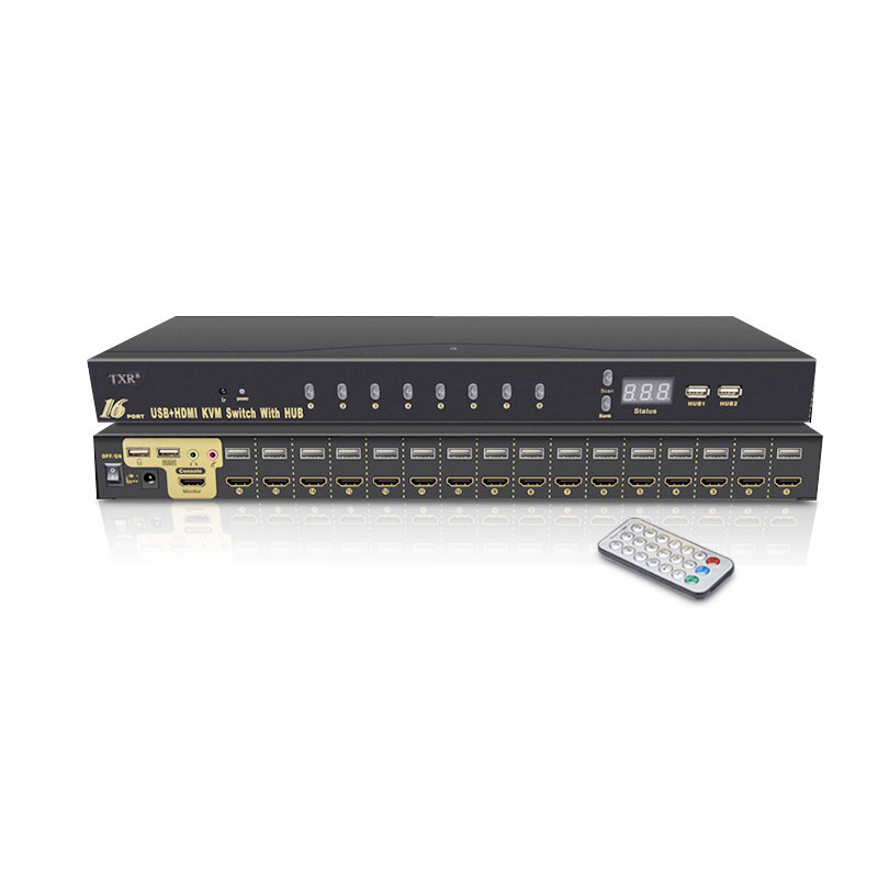 TXR Профессиональный 16 порты и разъёмы автоматический USB KVM переключатель вход 1 выход с высоким разрешением 4 к