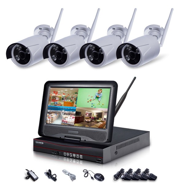 4chs WIFI Nvr 10.1 '' '; Открытый 30 м WIFI 2.0MP ИК водонепроницаемый IP-камеры