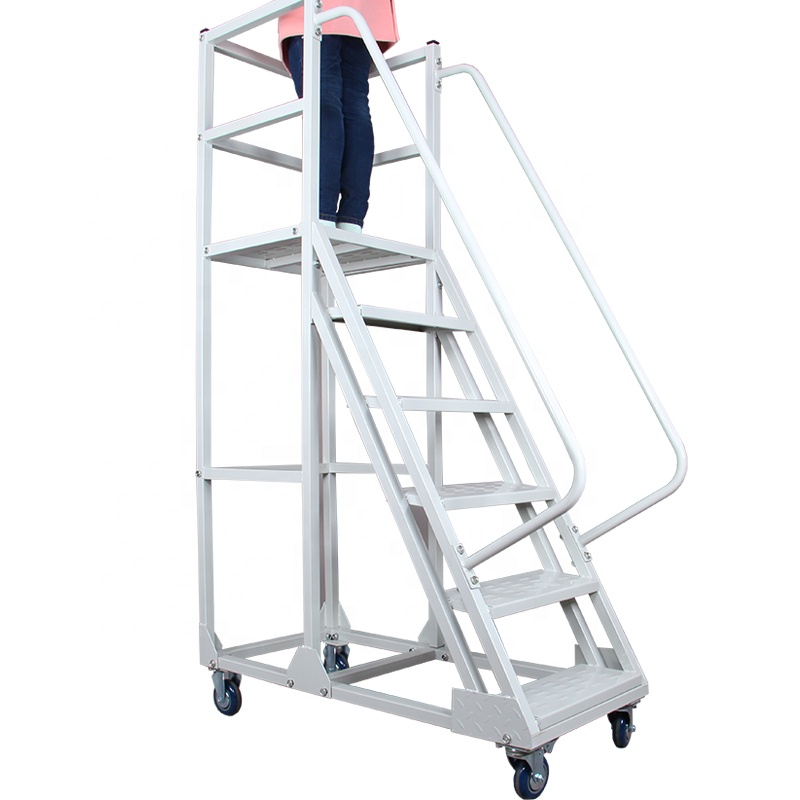 Warehouse ladder trolley step ladder cart