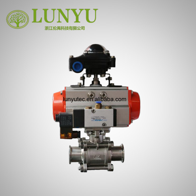 Stainless Steel Sanitary Pneumatic Actuator Butterfly Valve With Limit Switch and Solenoid valve