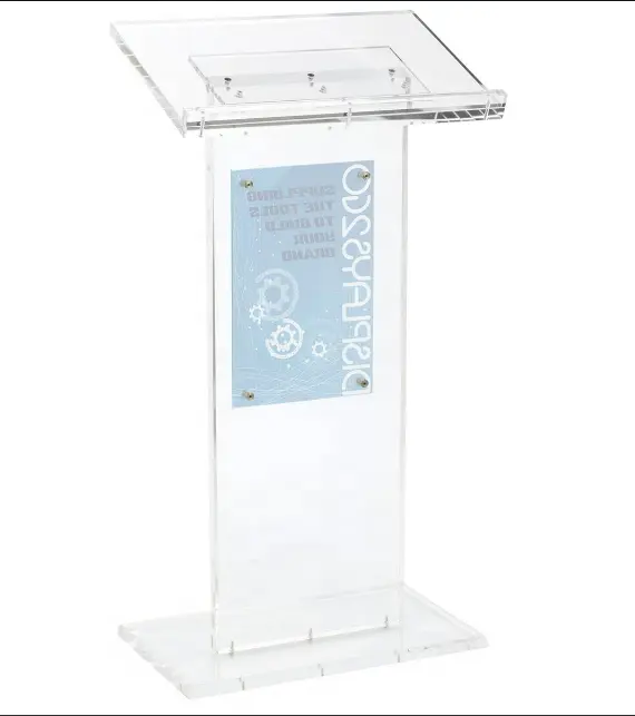 Floor Standing Acrylic Podium with 11" x 17" Sign Holder Clear Acrylic Platform Clear Acrylic Lectern Stand with Sign Holder