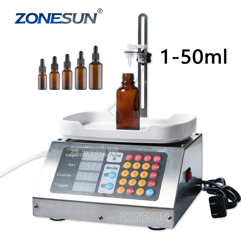 ZONESUN 0-50 мл маленькие автомат с ЧПУ автомат для розлива жидкостей 220V парфюм, взвешивания разливочная машина прероральная жидкость решение наполнитель