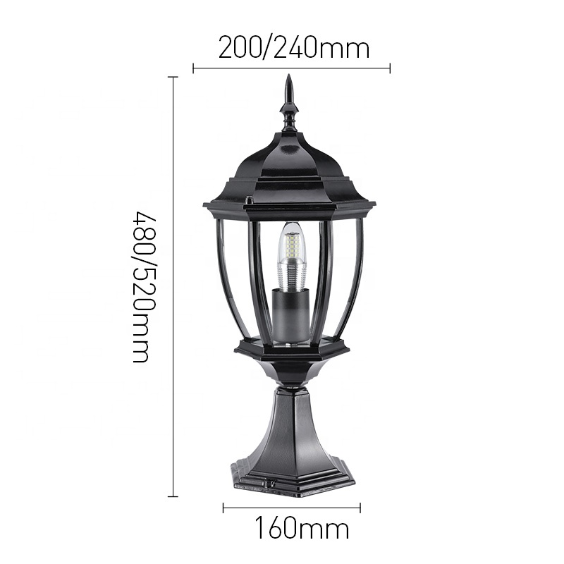 China Manufacturer Aluminum Garden Lamp Pillar Light Decorative Waterproof Outdoor Gate Fence Post Top Light