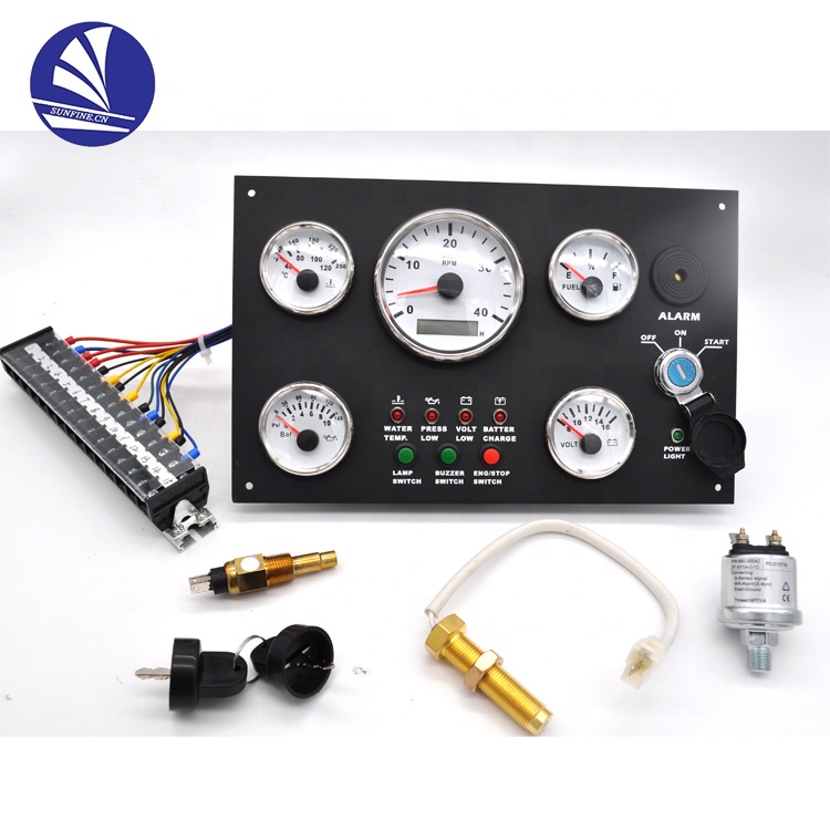 Marine Engine Instrument Gauge panel Truck 5 Gauge Dash Cluster Panel Set White,Black, Compatible All Vessels