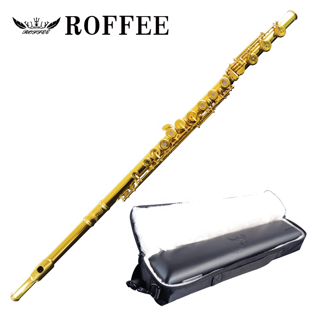 ROFFEE S6 профессиональный уровень производительности из мельхиора корпус 18 K позолоченные 17 открытые отверстия Флейта