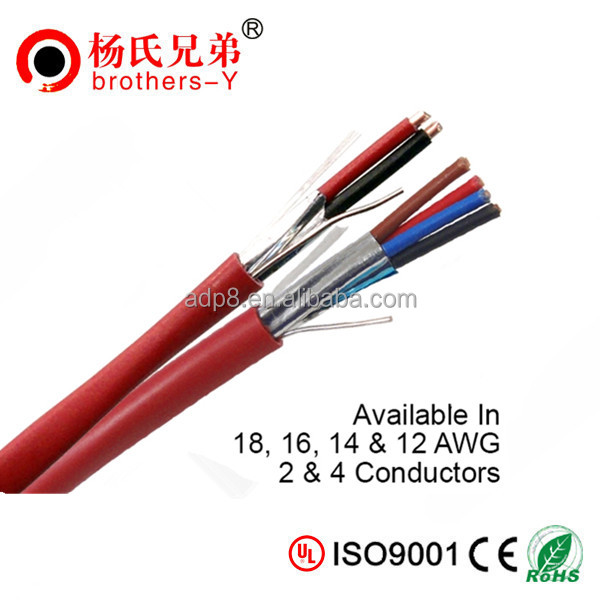 Fplp кабель пожарной сигнализации 18 awg, 16 awg, 14 AWG и 12 AWG 2 и 4 твердых медных проводников экранированный красный