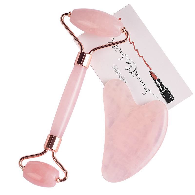 2019 Высококачественная коробка natura rose quartz розовый 100% розовый кварц нефритовый ролик gua sha Набор для лица