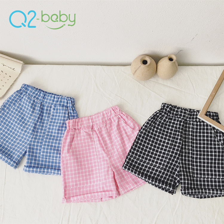 Q2-baby летняя одежда милые шорты для малышей хлопковые дышащие клетчатые детские штаны