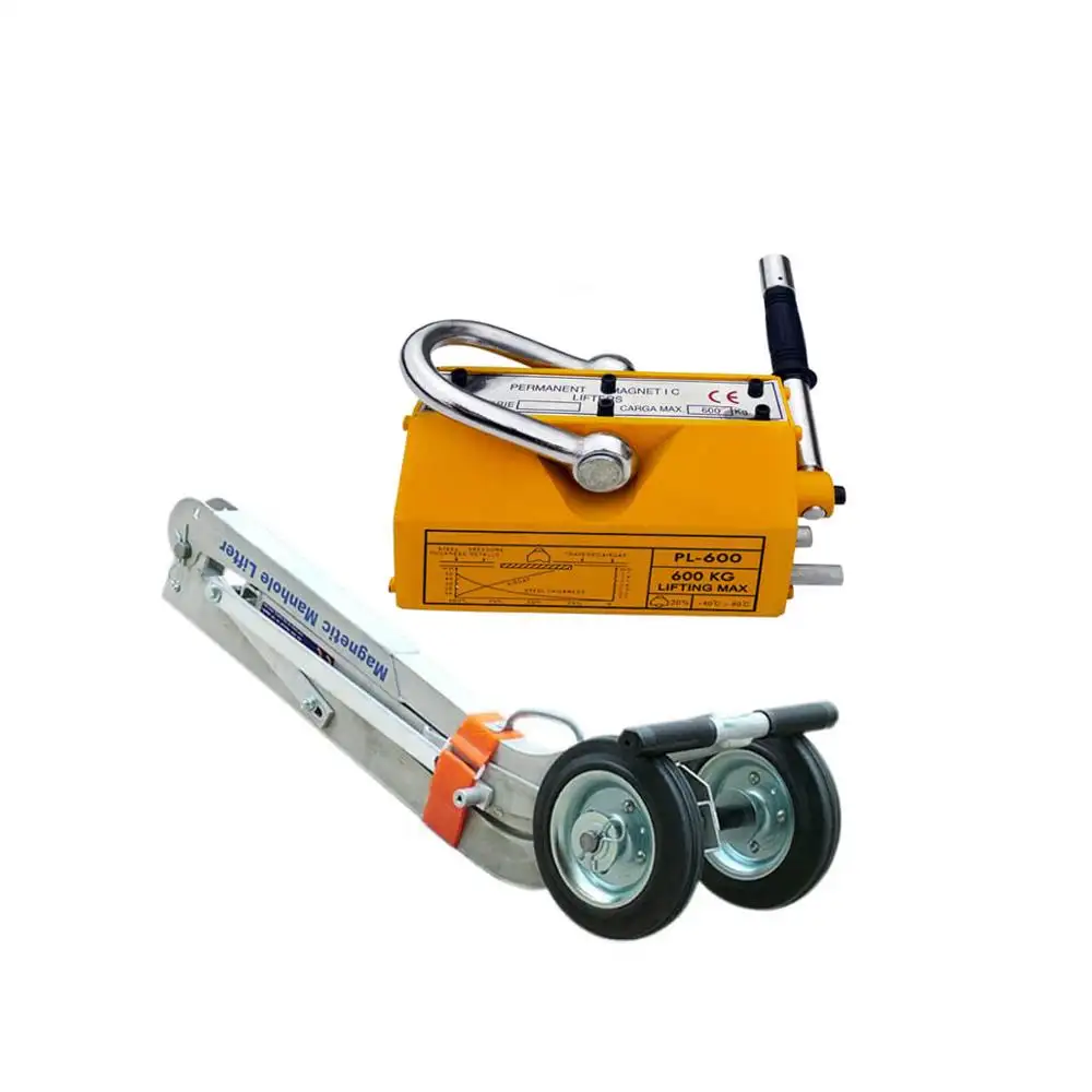 Movable and portable Permanent Magnetic Lifter With Wheel For Manhole Cover Lifters Equipments