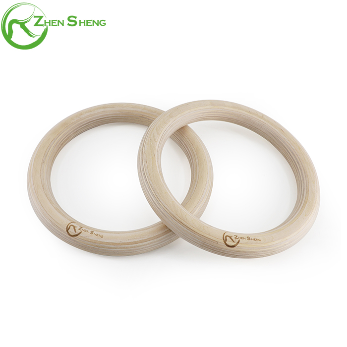 Zhensheng Heavy Duty Gym Equipment Eco-friendly Custom Wooden Gym Rings with Straps