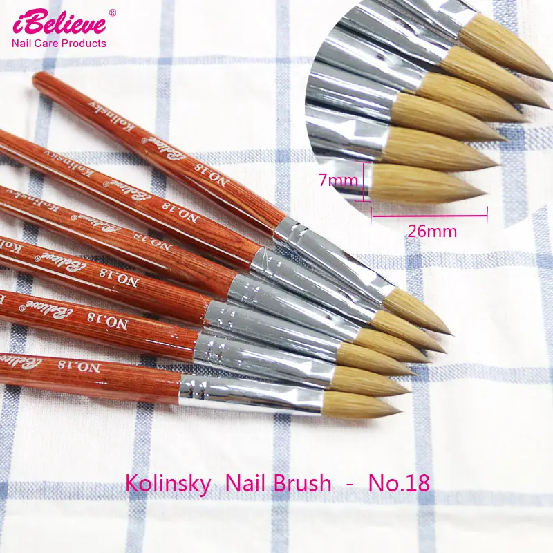 High Quality Size 18 Germany Acrylic brush Red Wooden Handle Nail Brush