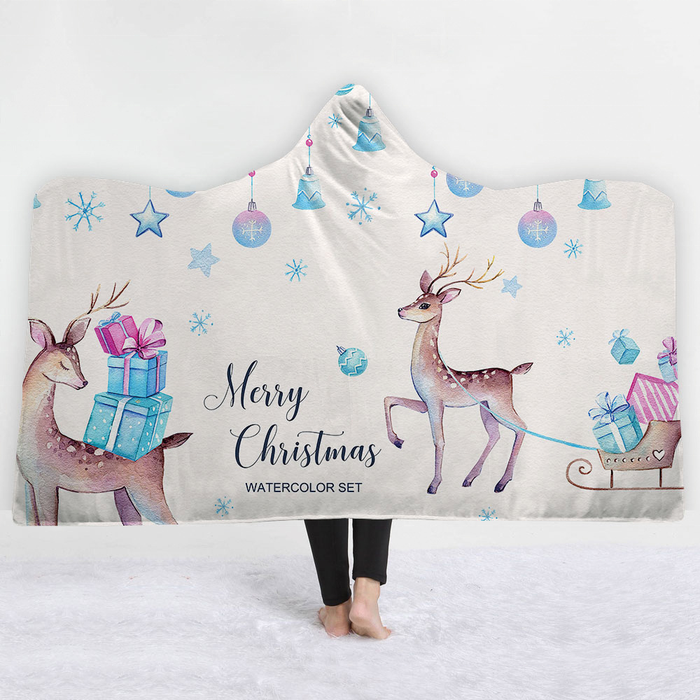 X'mas отец печати детей пледы Рождество единорог с капюшоном одеяло