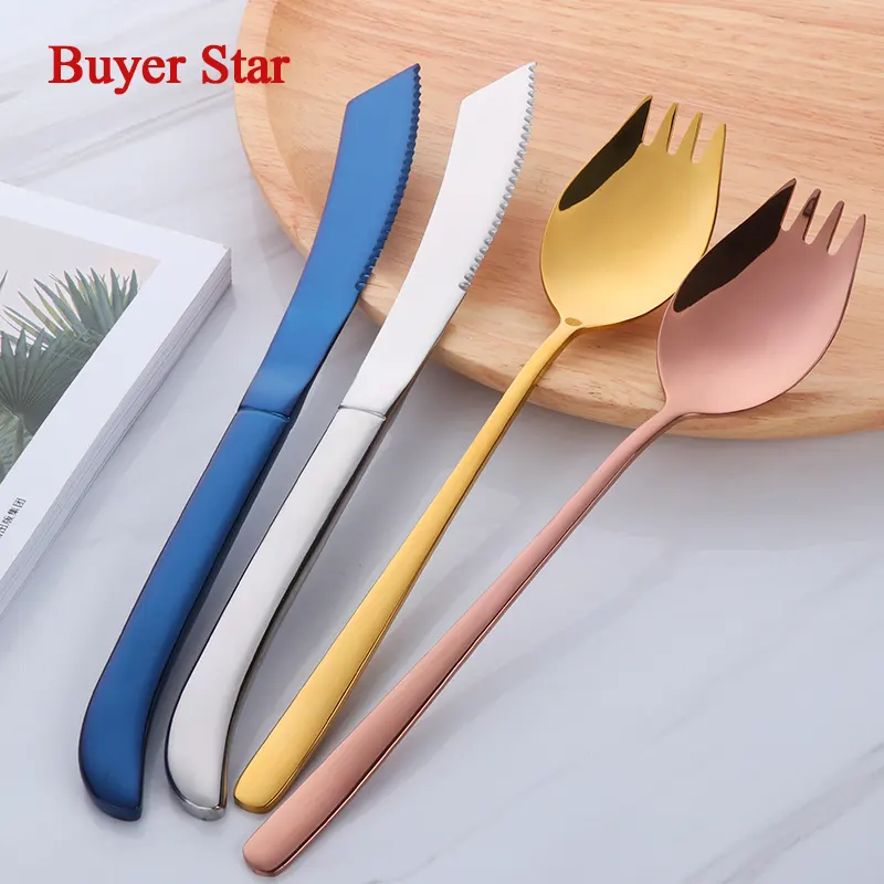Hot sale Stainless steel fan shape peculiar dinner fruit steak knife and fork