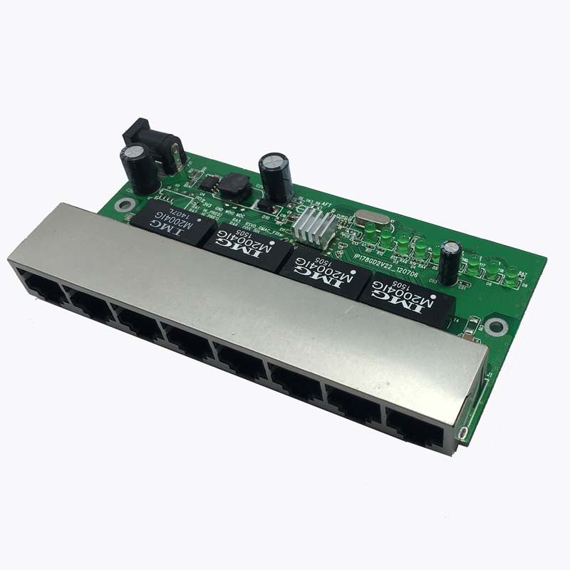 High quality 24V,48v 10/100Mbps 8 ports mini desktop Network reverse PoE switch PCB board