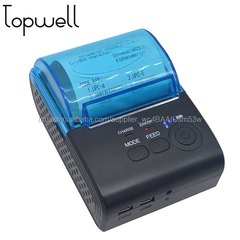 Topwell мини-портативный тепловой palm принтер 58 мм получения беспроводного подключения для IOS, Andriod смартфонов