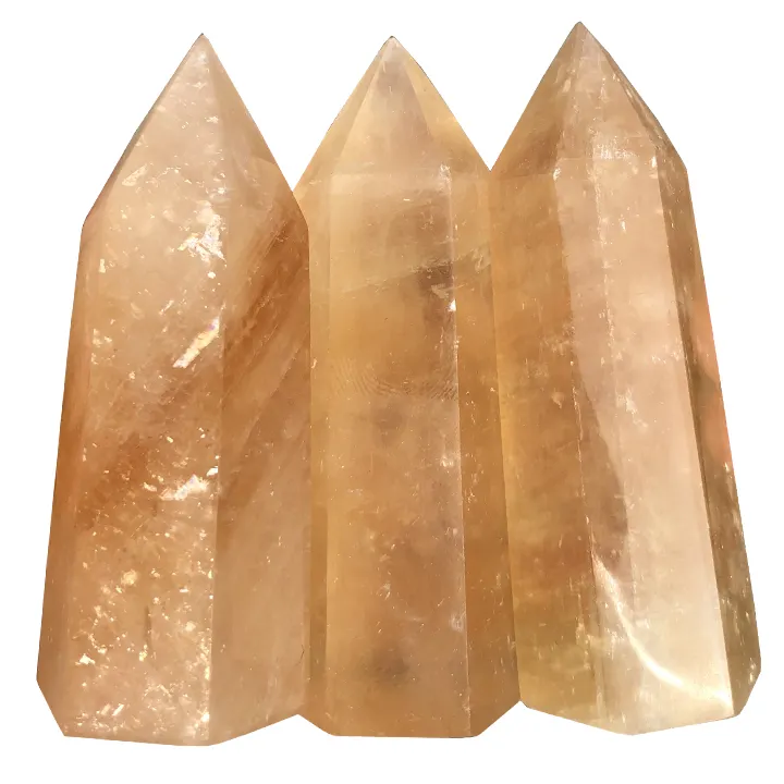 Carved small orange natural calcite arrow point wand quartz crystal obelisk healing point for decoration