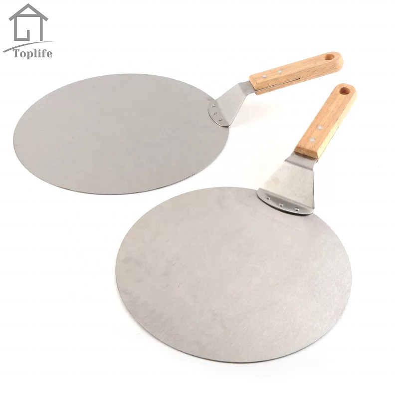 10 12 дюймов круглый нержавеющая сталь лезвие Лопата для пиццы peel paddle Тернер с деревянной ручкой печи