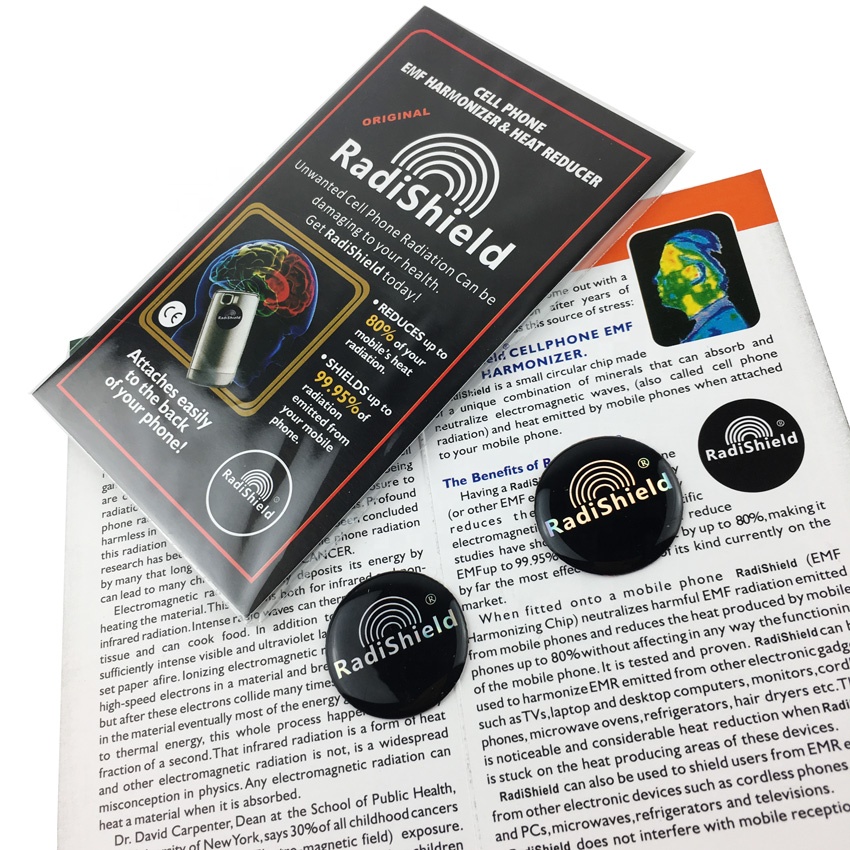 2019 Hot sale bio quantum shield RadiShield Anti radiation Sticker with 1500-2000ions. OEM with your logo design