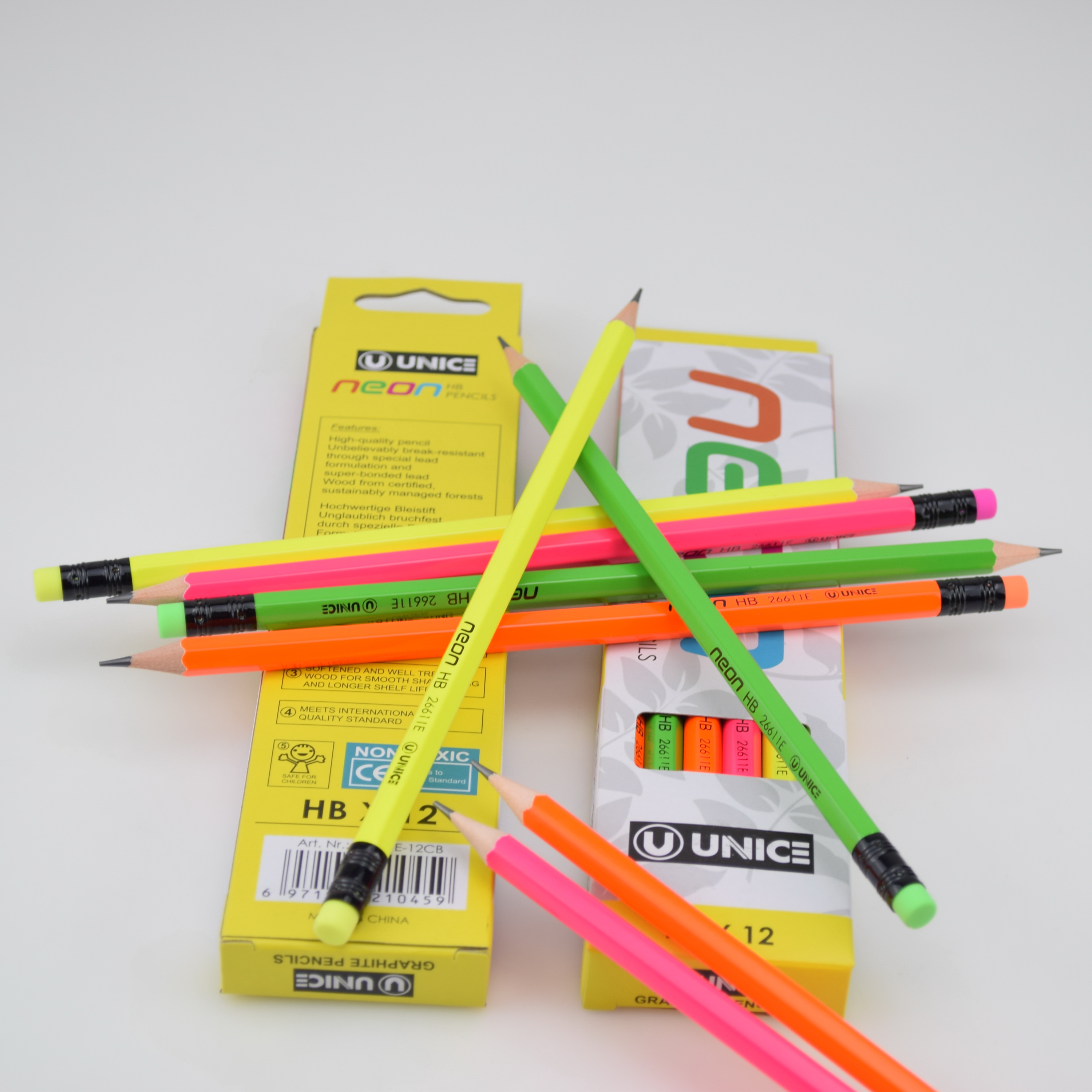 Hot sell Neon color pencil -High Quality China Factory Wooden HB Pencil With Eraser Stock Stationery