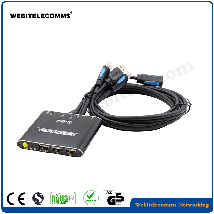 WebiTelecomms мы бренд, устройство работающее от прикуривателя с 2 портами 4K @ 30 Гц USB 2,0 Настольный KVM переключатель