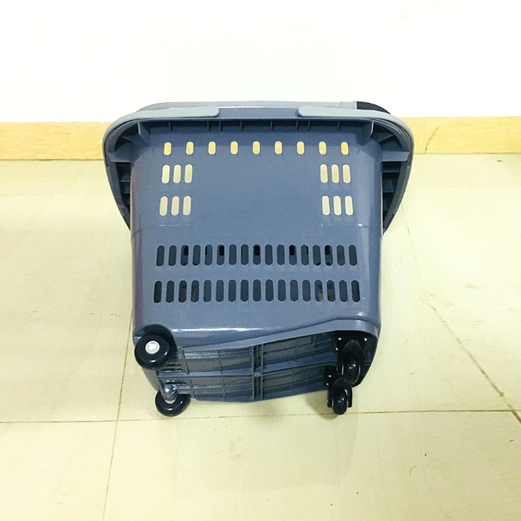 50L оптовая продажа супермаркет пластиковые большой прокатки корзина с 4 колеса
