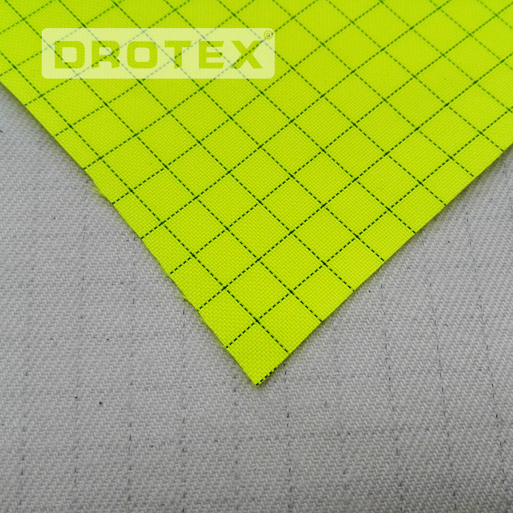 Дышащая 100% полиэстер 300D hi-vis флуоресцентная желтая полиуретановая Антистатическая водонепроницаемая ткань с покрытием FR