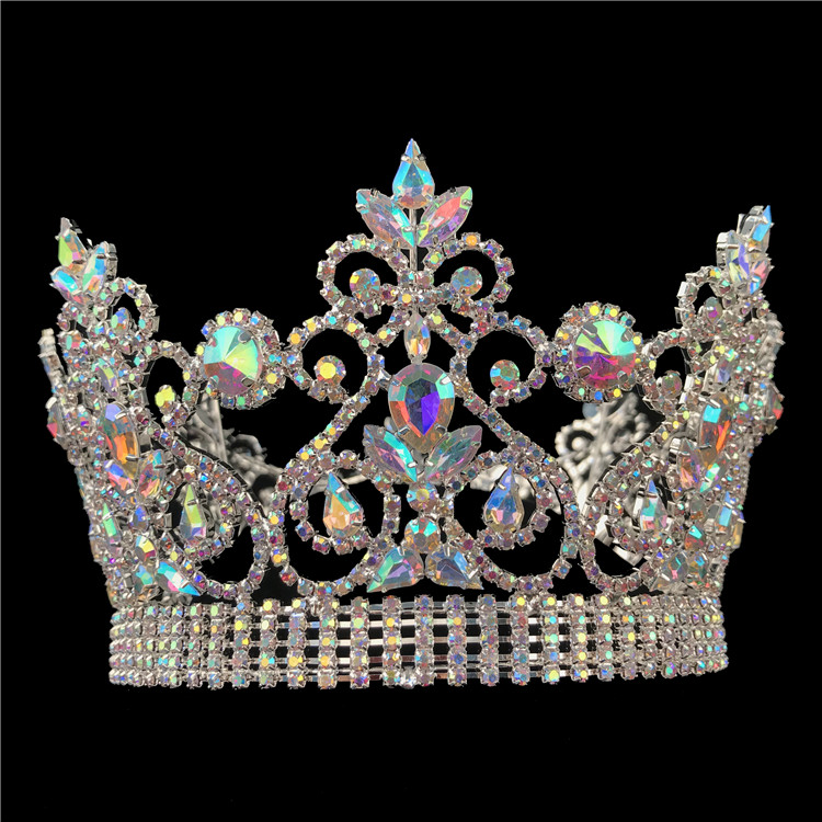 Полноразмерные круглые короны со стразами на заказ, короны, хрустальные камни AB, большая тиара