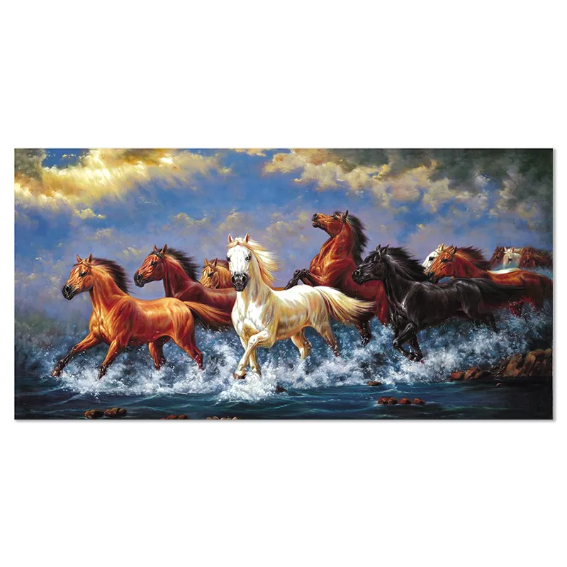 classical handmade eight horses pictures painting Interior wall decoration