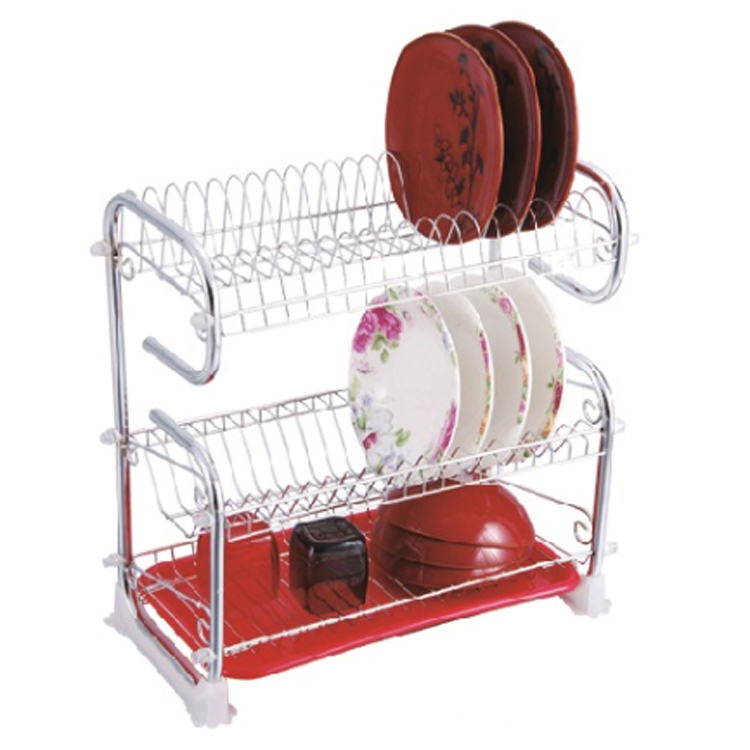 New Kitchen Design 3 Tiers Chrome Metal Dish Drying Rack Dish Drain Rack Dish Drain Storage Rack