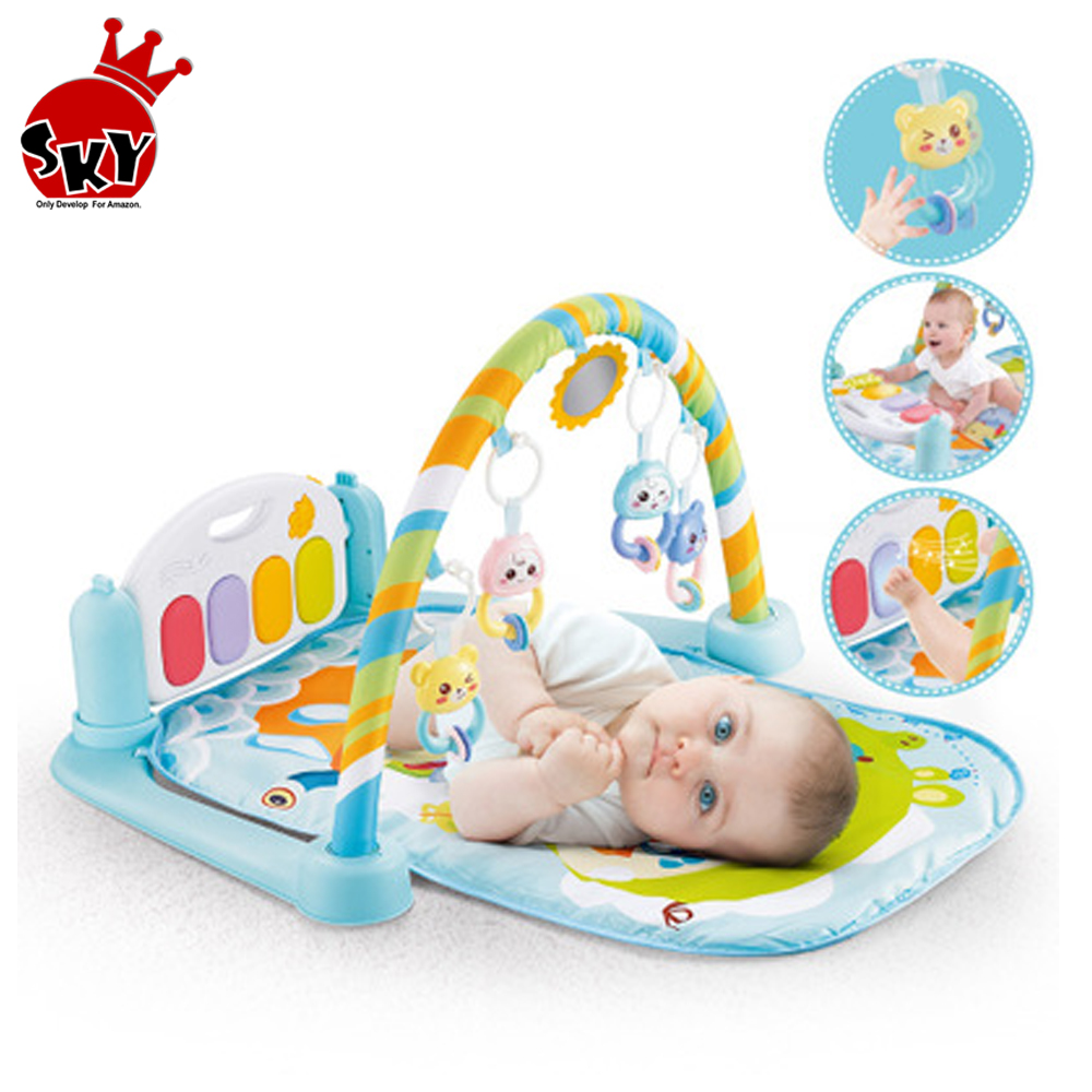 Уход за малышом Gym Play Mat Toys животный ковер 0-36 месяцев мягкое освещение погремушки с музыкальным ковриком Младенческая ползающая деятельность коврик игрушки
