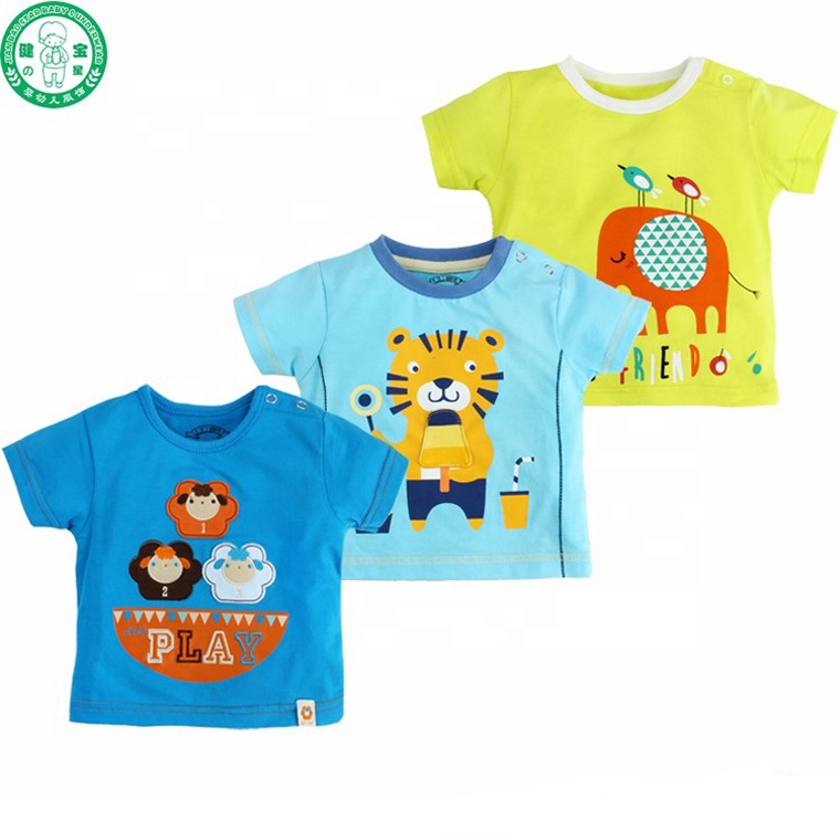 Wholesale cute printing summer 100% cotton eco friendly unisex baby T-shirt children clothing