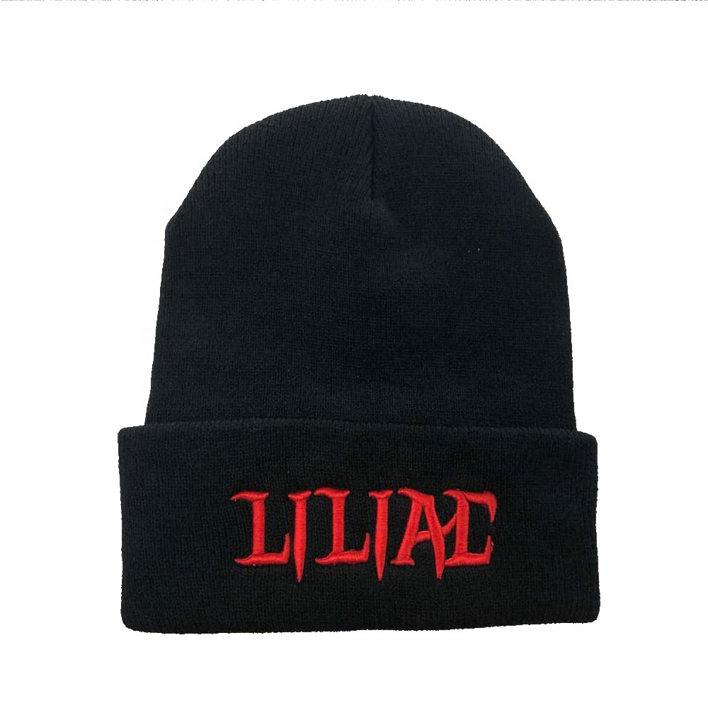 OEM мода черный простой вышитый логотип на заказ акриловые gorras зимняя шапочка