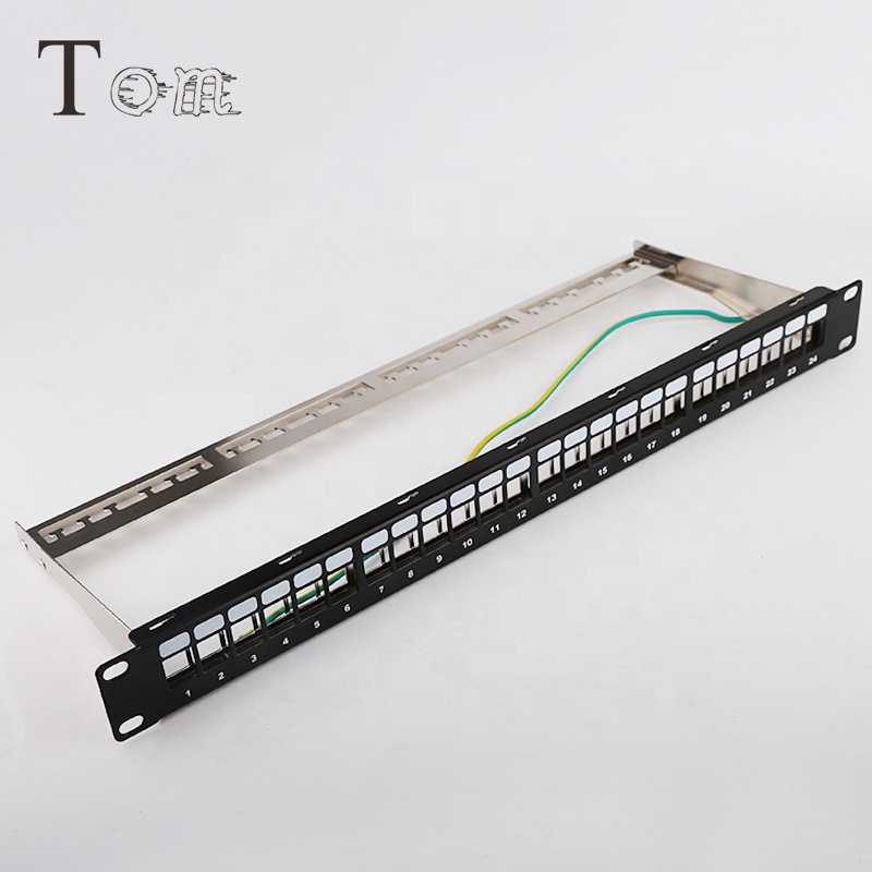TOM-P-04 19 ''1U STP пустой патч-панель 24 потра STP пустой патч-панель с адвокатского сословия задней части для Cat5e/ Cat6 трапецеидальные гнезда