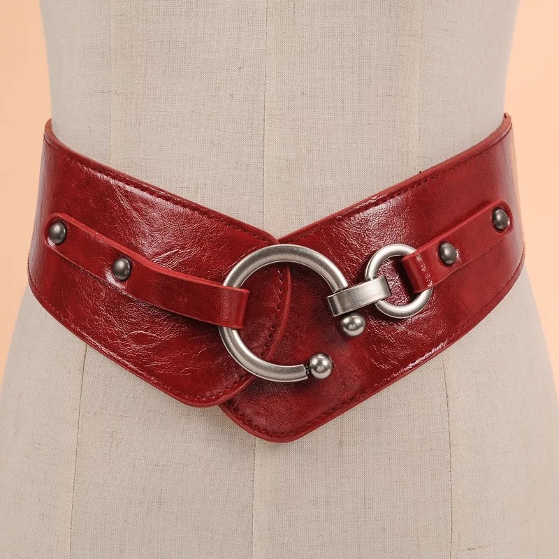 2019 Fashion ladies dress wide belt leather woman elastic waist belt
